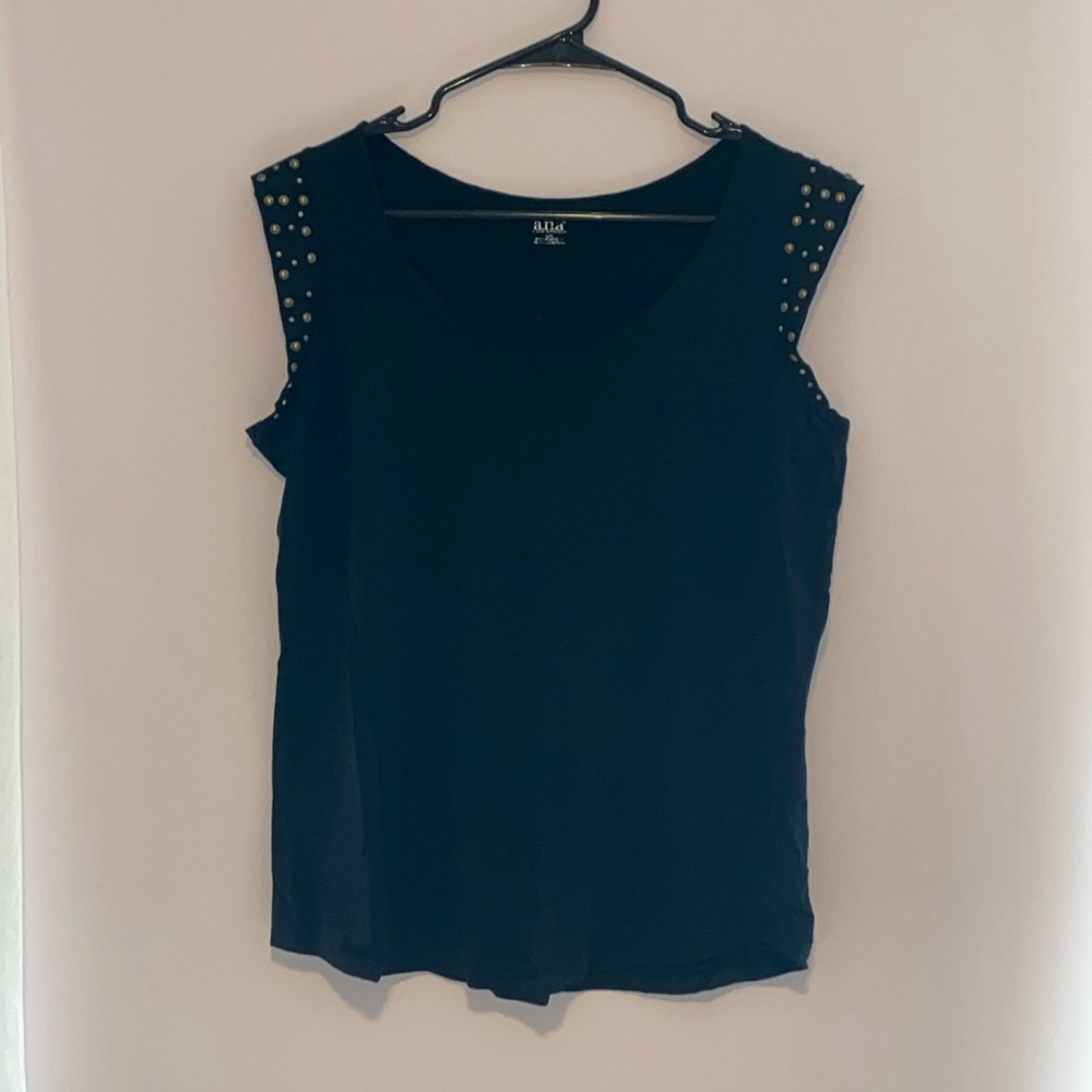 Black tank top with metal detail and pocket